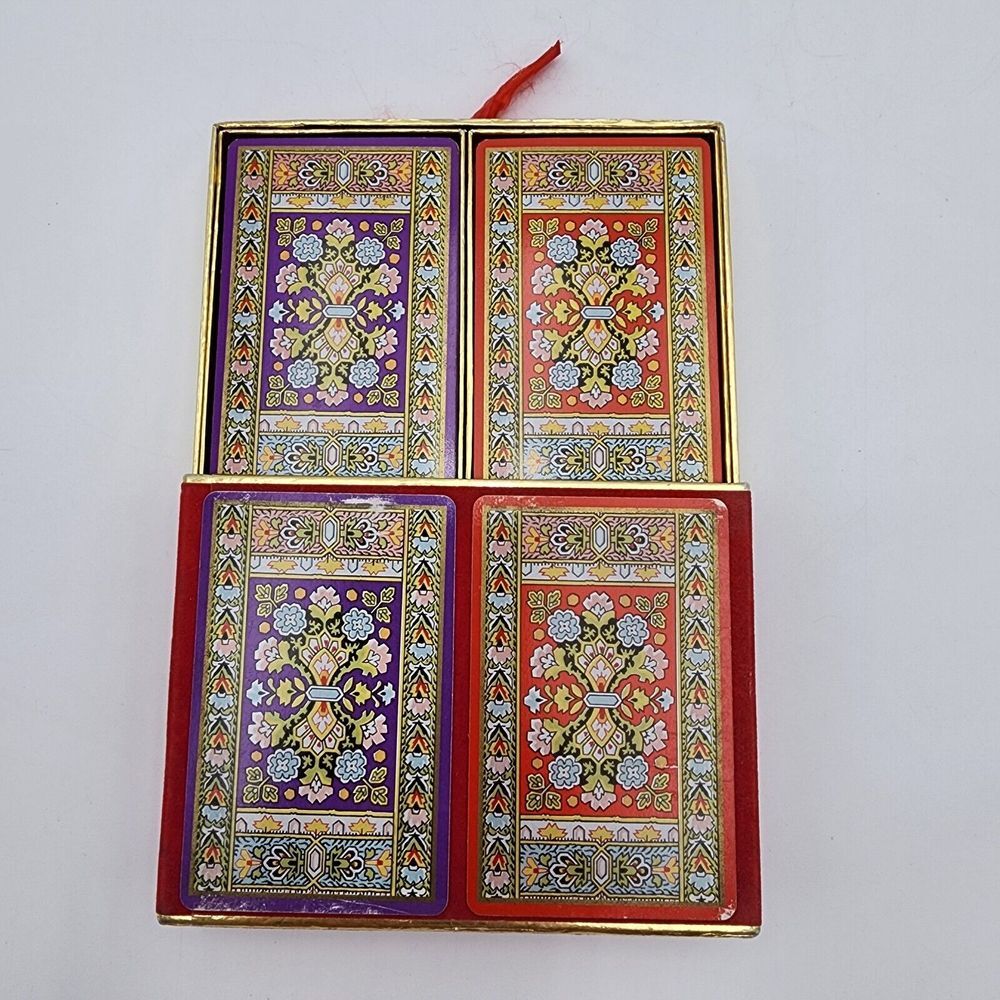 Vintage Congress Double Deck Playing Cards Geometric Flower‎ Part Complete